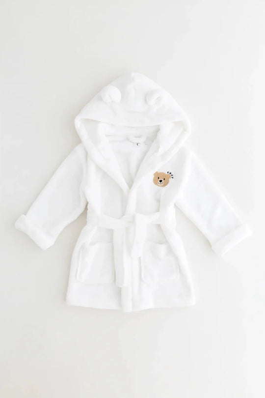 COZY Bear Hooded Dressing Gown Bear Ears - White