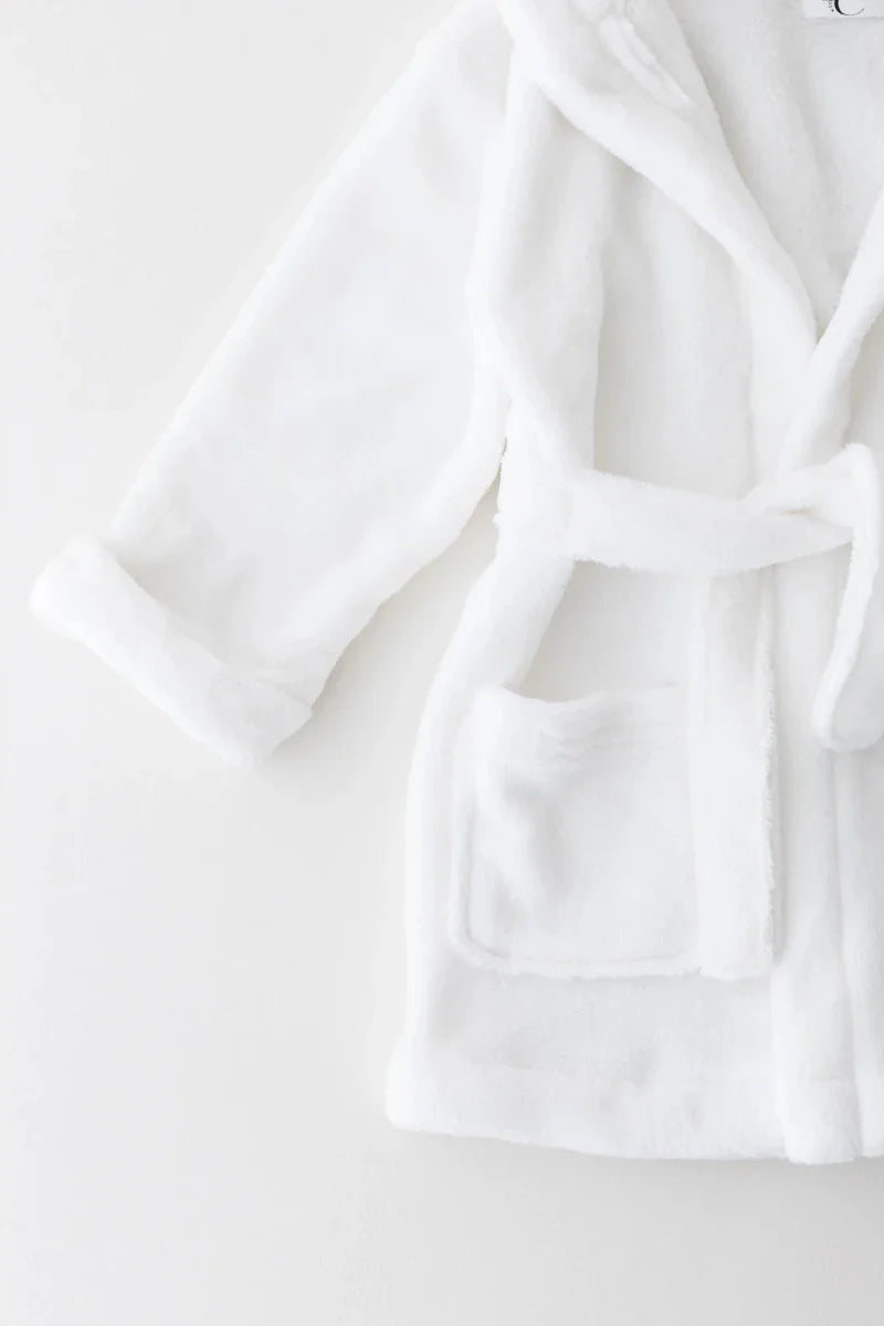 COZY Bear Hooded Dressing Gown Bear Ears - White
