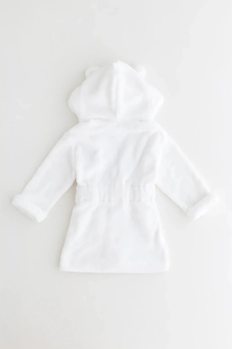 COZY Bear Hooded Dressing Gown Bear Ears - White