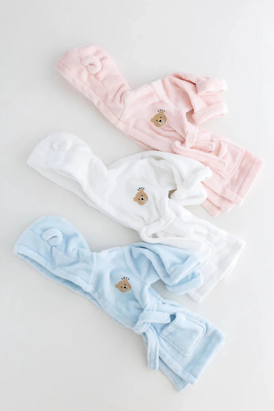 COZY Bear Hooded Dressing Gown Bear Ears - White