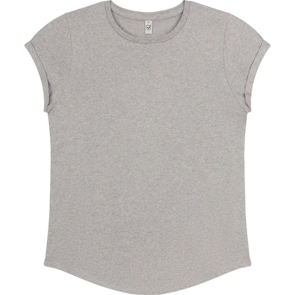 Organic Cotton Rolled Sleeve T-shirt: Womens
