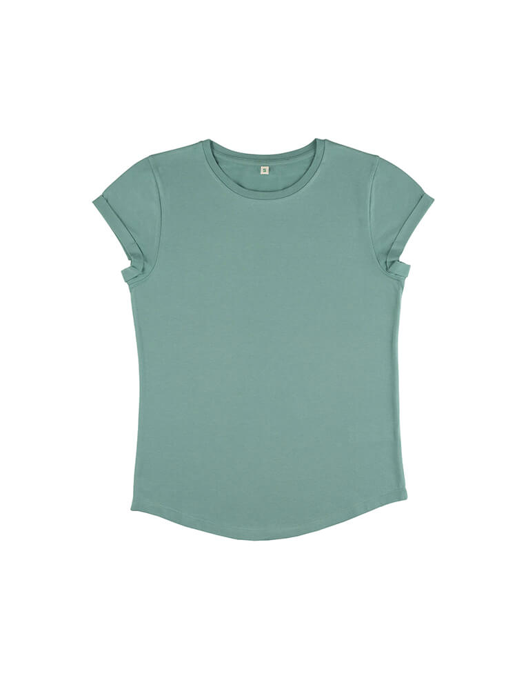 Organic Cotton Rolled Sleeve T-shirt: Womens