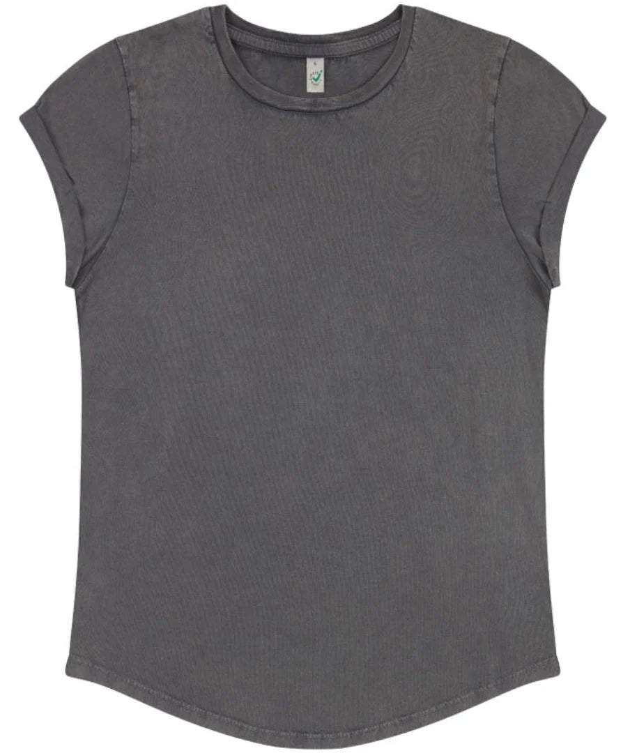 Organic Cotton Rolled Sleeve T-shirt: Womens