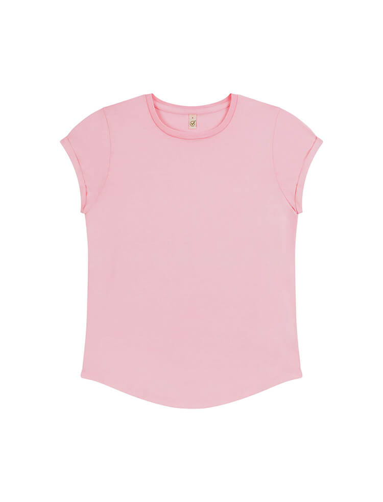 Organic Cotton Rolled Sleeve T-shirt: Womens
