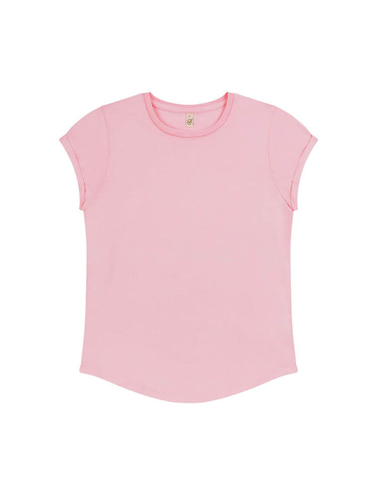 Organic Cotton Rolled Sleeve T-shirt: Womens