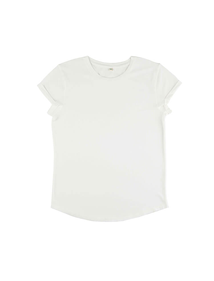Organic Cotton Rolled Sleeve T-shirt: Womens