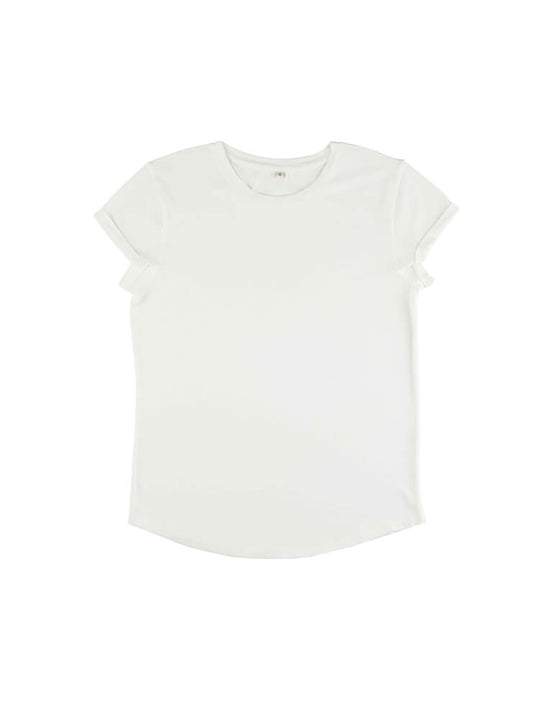 Organic Cotton Rolled Sleeve T-shirt: Womens