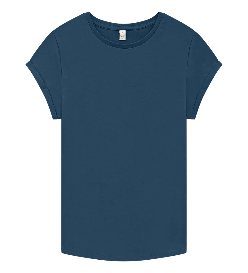 Organic Cotton Rolled Sleeve T-shirt: Womens
