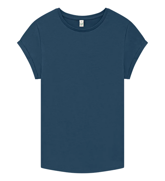 Organic Cotton Rolled Sleeve T-shirt: Womens