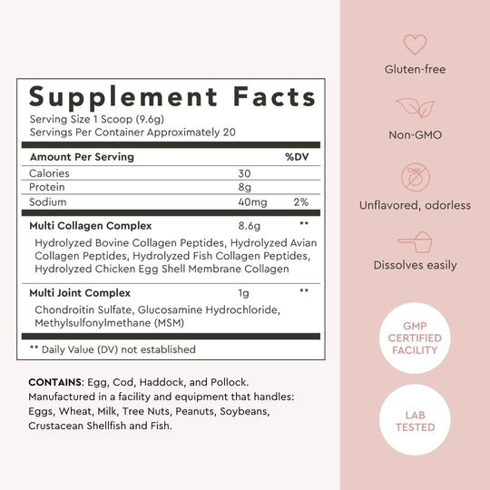 Alaya Multi Collagen Powder – Supports Hair, Skin, Nails &amp; Bone Health | 5 Types Collagen Peptides (20 Servings)