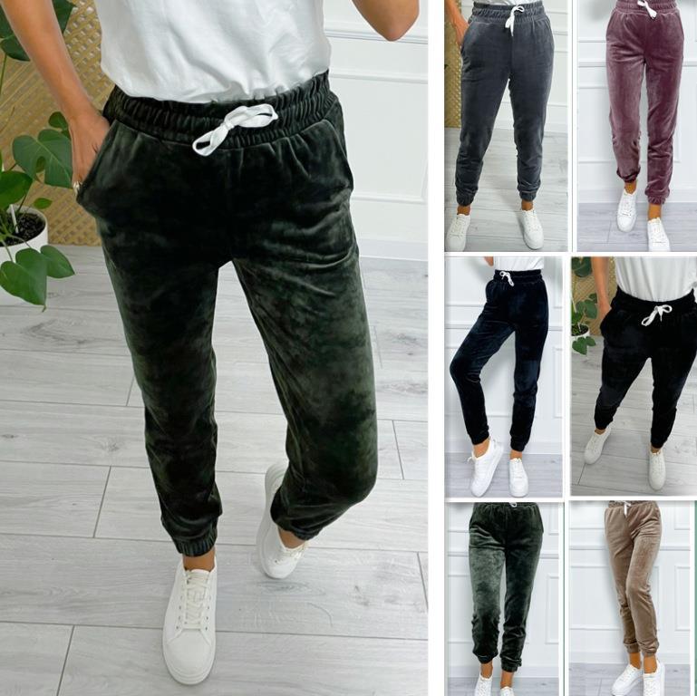 Women's Velvet Drawstring Korean Style Joggers