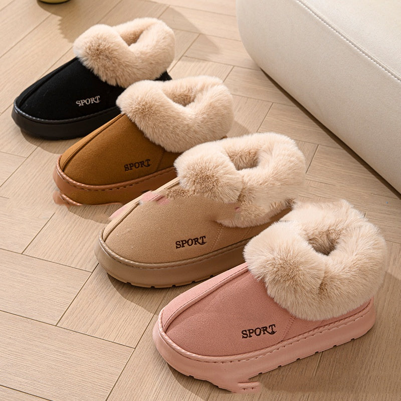 Women's Plush Faux Fur Lined Slippers – Non-Slip Soft Indoor Platform Shoes