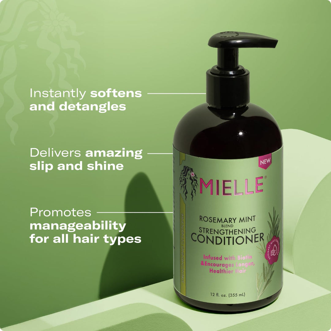 Mielle Organics Rosemary Mint Strengthening Hair Conditioner – Biotin, Detangling &amp; Hydration (12 oz)