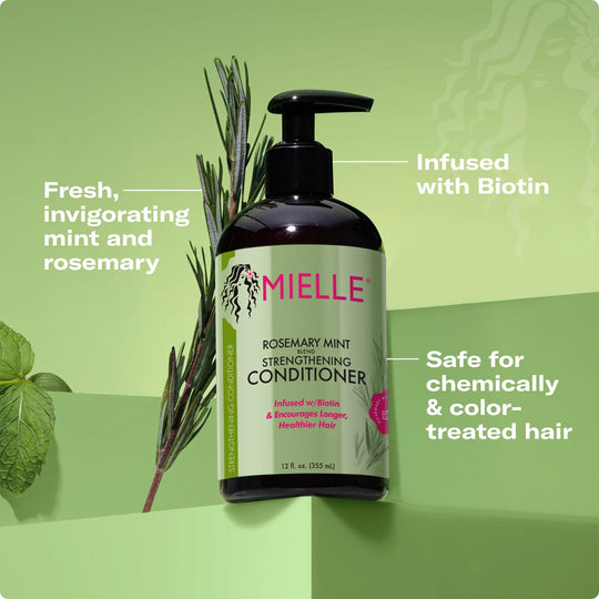 Mielle Organics Rosemary Mint Strengthening Hair Conditioner – Biotin, Detangling &amp; Hydration (12 oz)